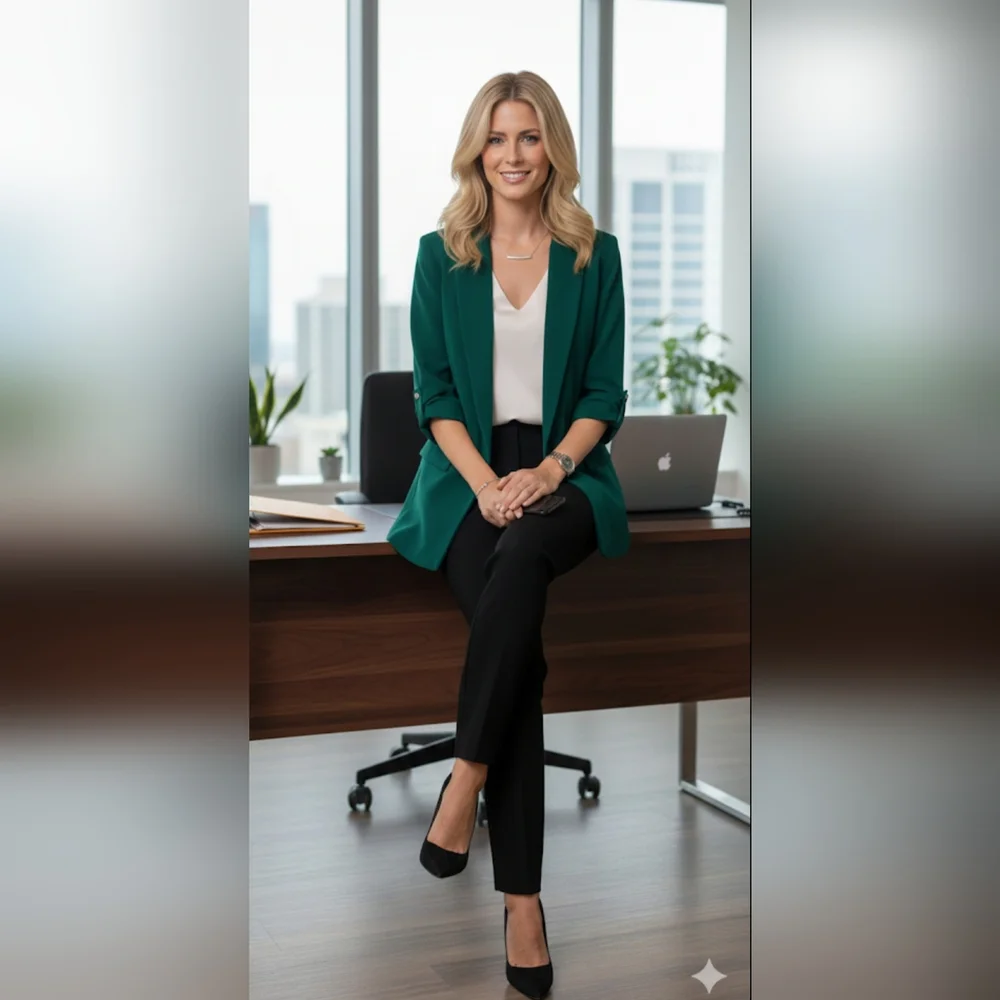 Zara Women's Green Blazer 3/4 Sleeve Size L - Picture 3 of 11